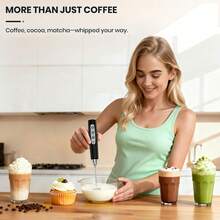 Colarlemo Milk Frother Handheld Rechargeable, Frother Wand Drink Mixer Electric Whisk For Coffee, Detachable With 3 Stainless Whisks, Hand Mixer For Lattes, Cappuccino, Matcha, Egg, No Stand,Black - ColorA - View 7