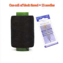 Durable Sewing Thread Suitable For Machine And Hand Sewing Black And White Spools With Green Labels Applicable For Various Projects And Repairs - One Roll Of Black Thread + 12 Needl - View 11