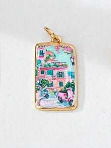 1 pieza Surtido de colgantes esmaltados de vacaciones de verano, accesorios de joyería intercambiables que incluyen patrones de palmera, cereza y talla grande, adecuados para usar en capas con collares - Multicolor - Ver 4
