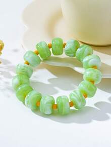 Set de 3 piezas de pulseras de cuentas de colores caramelo de verano, pulseras apilables de estilo elegante y único para vacaciones, conjunto de pulseras versátiles y de uso diario de moda para mujeres - pulsera de cuentas - Ver 7