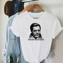 Film T-Shirt Marcello Mastroianni Italian Cinema La Dolce Vita.JPG 100% Cotton Unisex T-Shirt - Premium Casual Comfortable Fit - 白色 - 查看 1