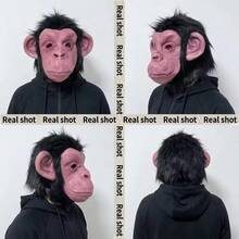 Black Fur Rubber Gorilla Mask Full Face Ape Headpiece Latex Monkey Mask Suitable For Halloween Cosplay Funny Animal Prop - Chimpanzees - View 6