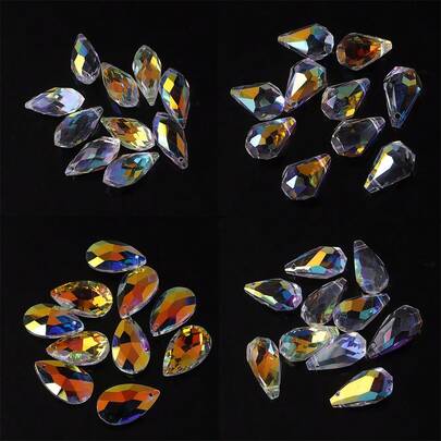 Multi-Size & Style Glass Teardrop Beads, Single Hole Pendant DIY Earrings, Necklaces, Keychains, Car Decor Accessories