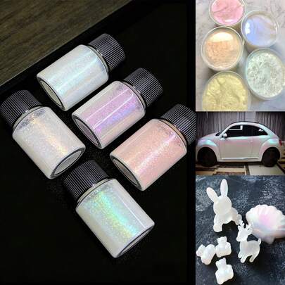 Dofuny 5 lọ bột ngọc trai trắng Aurora, nhũ trắng Moonlight, bột màu epoxy, hiệu ứng gương, trang trí móng tay hình bánh donut, phụ kiện tự làm, đá quý, trang trí sơn xe.