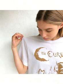 1 pieza [Lunar Apex] Camiseta de The Cure, Estilo Alt Rock de los 90, Camiseta Unisex, Regalos de Música, Regalos para Amantes, Regalos para Fans de The Cure, Camiseta de Banda, Camiseta Gráfica de The Cure, 100% Algodón Cómodo, 180g 100% Algodón - Blanco - Ver 6