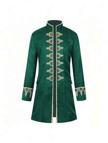 Neue mittelalterliche Festkleidung mit Goldverzierungen, Hofkostüm, Steampunk-Retro-Uniformjacke mit Stehkragen, Bühnenoutfit, Herren-Cosplay-Kleidung - 2025409 Bestickter Mantel, Weiß - Übersicht 3
