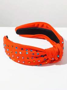 1 pieza Diadema ancha de estilo barroco exagerado de moda coreana con cristales de colores y strass, adecuada para niñas que asisten a banquetes y fiestas (el color y la colocación de los cristales son aleatorios) Diadema para el cabello - FG160 Rojo - Ver 3
