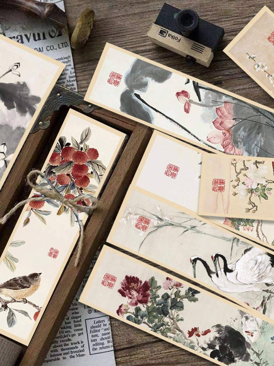 Bộ 30 chiếc đánh dấu trang sáng tạo theo phong cách tranh vẽ truyền thống Trung Quốc, được làm bằng giấy, dễ dàng sử dụng để đánh dấu tiến trình đọc sách của bạn. Lý tưởng cho những người yêu thích văn học sử dụng hàng ngày, chúng mang vẻ đẹp thẩm mỹ của tranh vẽ truyền thống Trung Quốc vào thói quen đọc sách hàng ngày của bạn. - Nhiều màu - Xem 1
