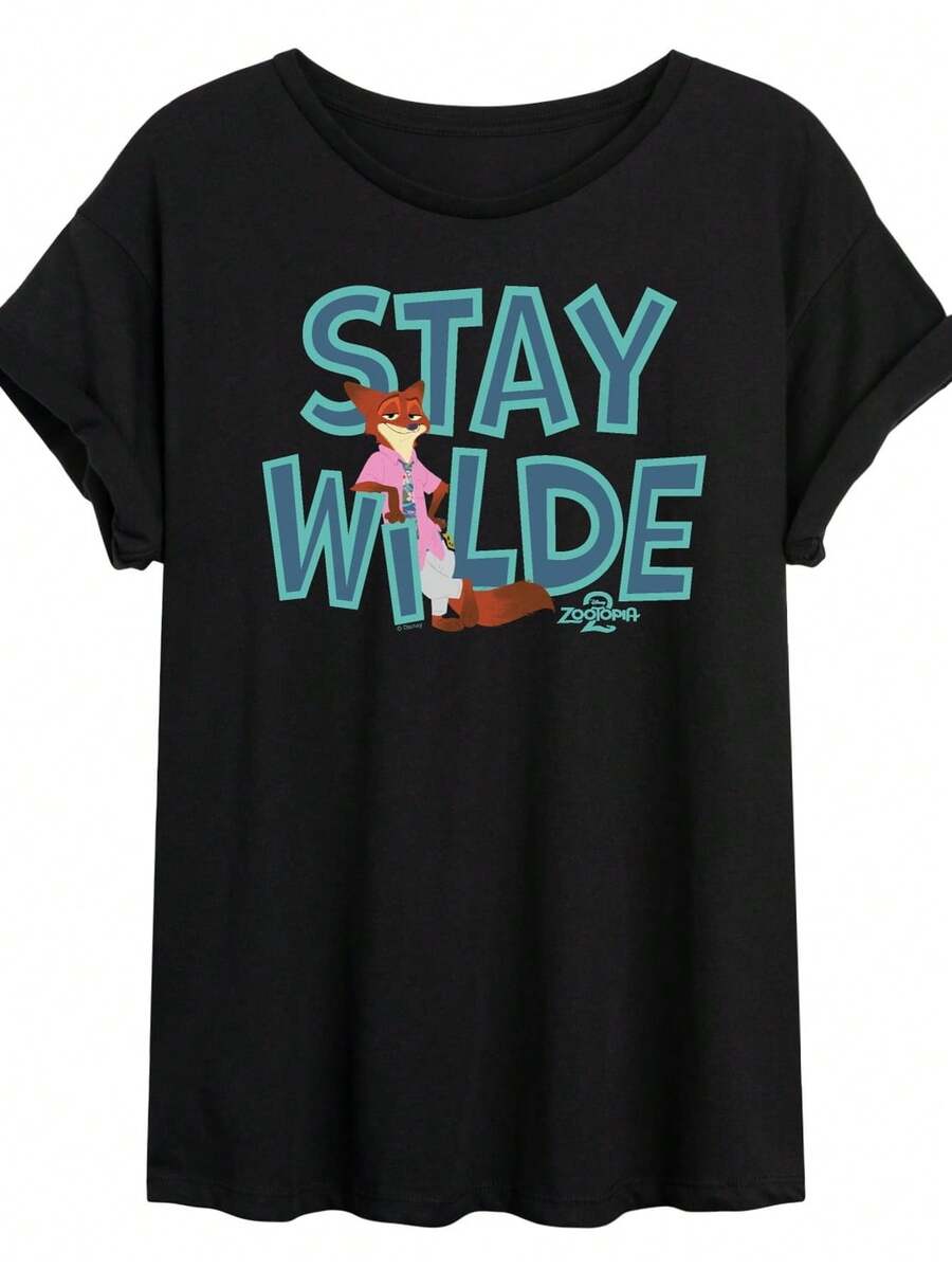 Z1ootopia 2 Nick The Fox Stay Wilde WoM1ens Grfico Oversized T1S1Hirt.