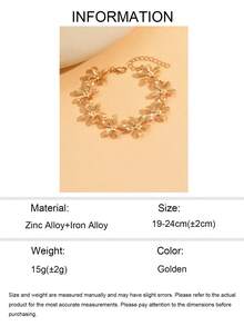 1pc Fashion Elegant Design Gold Glitter Drip Glaze Flower Bracelet, Versatile Women's Hand Jewelry, Suitable For Daily Wear, Dating, Photography, Party, Chain Cut By Length, Number Of Sections Not Fixed - Gold - View 5