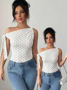 Camiseta de tirantes finos de unicolor elegante para mujer, para el verano - Blanco y Negro - Ver 8