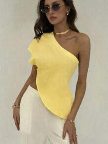Blusa de unicolor casual y versátil para uso diario de mujer - Amarillo claro - Ver 6