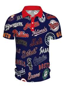 Baseball Team Logos Men's Three-Button POLO Shirt, Perfect For Casual Daily Wear And Vacations, Ideal For Sports Fans - Style - View 3