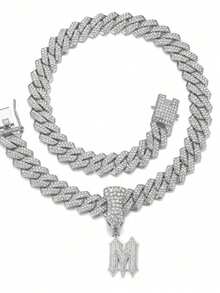 1 Pcs Funky Letter Pendant Necklace Set, Link Chain Hip Hop Jewelry, Perfect Gift For Women And Boys Women Girls Light Luxury High-End Dainty Delicate Pendant Necklace & Light Luxury Choker, Niche Design & Minimalist High-End Style, Sweet Girlish & Gentle Temperament, Shiny Eye-Catching & Texture-Rich, Slim & Versatile & Slimming, Delicate & Exquisite & Thin, Suitable For Daily Commute, Dating Outfits, Dinner Party, Workplace Business, Girlfriends Gathering, Wedding Bridesmaid, Vacation Photography, Street Shooting Styling, Holiday Gift Giving, Light Luxury Street Outings, Annual Party Gala, Casual Daily Wear, Engagement & Spring Summer Outfits, Skin Friendly & Soft Breathable - Bạc - Xem 10