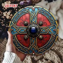 2D Plane - A 2D Plane Knot Symbol, Size.8 X.8inch, Featuring Ancient. This Round Aluminum Emblem Resembles A Shield And Can Be Used As A Protective Badge. It Is A Rustic-Style Metal Wall Decoration Suitable Home Decor And Garages. - 1pc - 查看 8