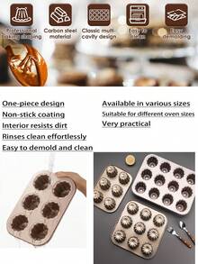 1个4/6/9/12孔天使铃铛蛋糕烘焙模具，可露丽模具，迷你波浪蛋糕模具，碳钢烘焙工具，不粘煎饼烘焙模具，适用于烘焙糕点、果冻，可用于商业、家庭、日常、生日、婚礼等场合，可作蛋糕模具，适用于烤箱。 - 查看 4
