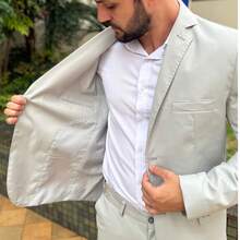 Men's Suit In Polyviscose PV For Weddings - Light Grey - View 4