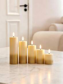 3pcs/5pcs Set Realistic Bullet Shaped LED Electronic Candle Lights, Romantic Atmosphere Lamp, Mini Night Light, Desktop Decor Suitable For Multiple Scenarios - Sprinkle With Gold Powder - View 4