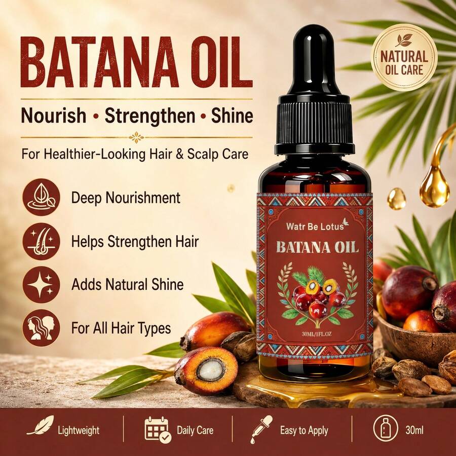 WATR BE LOTUS 30ml Batana油 - 輕盈滋養日常髮絲與頭皮油,深層保濕配方有助於改善柔軟度、光澤度與滑順度,適用於乾性、受損及所有髮質的天然油配方,易於塗抹 - 巴塔納油 - 查看 1
