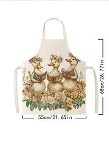 1 pieza, Delantal de poliéster con estampado de pato lindo, adecuado para cocinar, hornear y jardinería - se puede usar como atuendo para la cocina y el comedor. - Multicolor - Ver 14