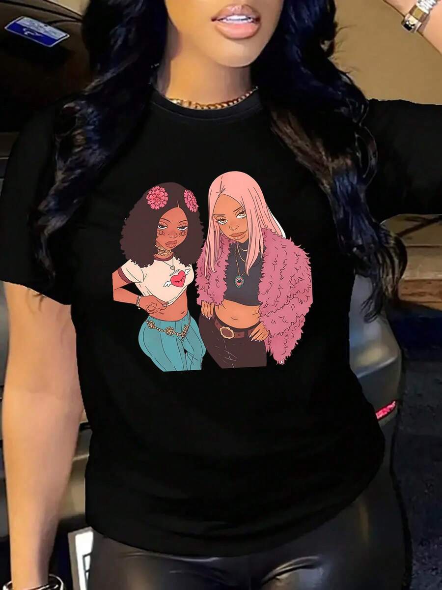 Una camiseta de manga corta de moda para mujeres con estilo único - Moda callejera creativa, elegante y de moda - Una camiseta de moda, casual, enérgica y deportiva con un estampado de moda, único e interesante, cómoda camiseta de cuello redondo,
