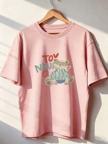 Cute And Youthful Short-Sleeve T-Shirt, A  Short-Sleeve T-Shirt For Spring And Summer 2026, Made In Mexico, 180 Grams. Cartoon Print, Couple Design, Suitable For Indoor Or Outdoor Wear. Crew Neck, Unisex, Ideal For The Office And Leisure. One-Pack. - PK-P631577SLNDXZGY424 - 查看 3