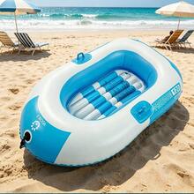 Blue & White Single-Person Inflatable Boat, Thick PVC Fishing Boat, Kayak For Water Games, Beach, Lake, Pool, Seashore - Blue and White Boat - View 4