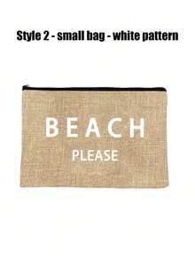 Lightweight , Casual Beach Letter Print Holiday Bag , Women's Stylish Canvas Tote With Zipper For Shopping For Teen Girls Women College Students Perfect for College , Outdoors , Travel , Outings - Khaki - View 12