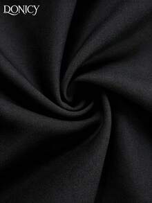 DONICY Vestido negro de cuello en V sin mangas con falda en A para mujer, elegante vestido corto midi con bajo plisado, adecuado para uso diario en verano y primavera y citas - Negro - Ver 4