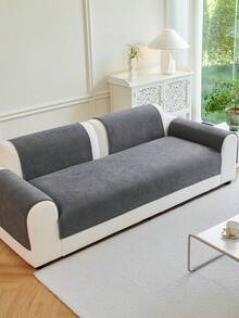 1 buah Sarung Sofa Anti Selip Warna Polos, Cocok untuk Semua Musim, Sarung Sofa Anti Debu, Ramah Hewan Peliharaan dan Anti Gores, Dapat Dicuci dengan Mesin, Untuk Dekorasi Ruangan, Cocok untuk Sofa Bentuk L, Sofa Satu/Dua/Tiga/Empat Dudukan dan Sofa Seksi (Dijual Terpisah) - Dark Grey - View 6