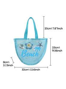 Colorful Mesh Beach Bag With Printed Shell & Letter Pattern, Large Capacity Crossbody Bag, Multifunctional Shoulder Bag, Tote Bag, Cosmetic Bag, Travel Storage Pouch, Essential For Vacation And Travel - Multicolor - View 9