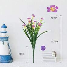 5pcs Colorful Artificial Flowers, UV-Resistant Plastic Fake Plants, Suitable For Indoor/Outdoor Garden, Windowsill, Balcony, Planter, All Seasons Decor - Multicolor - View 6