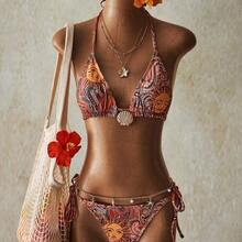ICON 2pcs Tropical Boho Beach Paisley Print Swimsuit Set For Vacation & Beach, Y2k Clothes Women, Western Wear Women - Multicolor - Ver 2