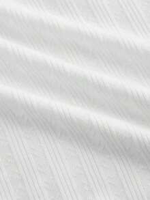 Camiseta de mujer con parche de encaje y decoración de lazo - Blanco - Ver 4