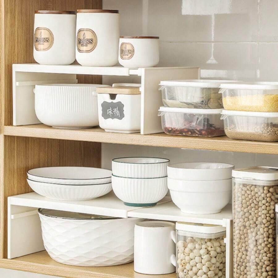 [Lựa chọn phổ biến] 1 kệ đựng đồ nhà bếp, kệ nhựa để bàn, tủ bếp và sắp xếp dụng cụ nấu nướng, không cần lắp ráp, kệ nhiều tầng, giá để chén đĩa. - Nhiều màu - Xem 1