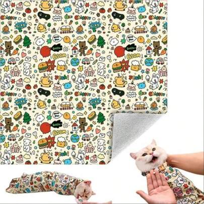 Cat Grooming Wrap, Self-Adherent Soft Cat Blanket To Wrap, Nail Clipping, Anti-Bite, Anti-Scratch, Anti-Escape Calming Wrap
