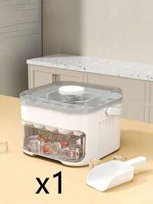 1 pieza Bandeja de cubitos de hielo de doble capa, bandeja de cubitos de hielo deslizante de 50 ranuras, bandeja de almacenamiento de plástico de doble capa, apilable para ahorrar espacio, enfriamiento de bebidas, adecuada para cubitos de hielo de fruta caseros y almacenamiento congelado - Esencial para la cocina del hogar, diseñada específicamente para hacer hielo - Talla única - Ver 12