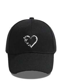 Mũ lưỡi trai unisex màu hồng trơn in hình trái tim, kiểu dáng thường ngày, chất liệu mềm mại, thích hợp để đội hàng ngày. - nhiều màu - Xem 3