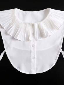 DA FEN QI MI MA 1pc Detachable Ruffled Collar, White Chiffon Multi-Layer Collar Decor Suitable For Shirts And Dresses - White - View 5