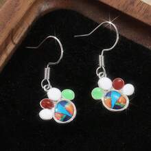 1 Đôi bông tai hình móng vuốt mèo bằng đồng thủ công độc đáo, đính đá ngọc lam và ngọc opal tổng hợp, bông tai đa năng thích hợp cho các bữa tiệc. - Bạc - Xem 2