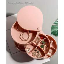 Jewelry Case Jewelry Box, Small Jewelry Storage Box for Women, 4-Layer Rotating Travel Jewelry Tray Case Lid Earring Holder for Bracelets Rings Jewelry - Un color - Ver 4