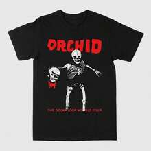 Vtg Orchid Band World Tour Cotton Black Full Size Shirt Men Women Fashion Street Sports Short Sleeve Cotton Street Hip Hop Top - Black - View 2