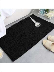 1pc Minimalist Soft & Skin-Friendly Chenille Bath Mat, Absorbent Non-Slip Bathroom Floor Mat, Also Suitable For Room Decor - cyan - View 4
