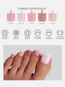 150pcs Toenail Patches - Soft Gel Nails, 5 Dopamine Color Matte Styles, Suitable For Women's Summer Wear Nail Decoration - Multicolor - View 2