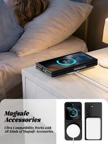 1pc Fashion Apple Duo Phone Case, Shockproof Wireless Charging Magnetic Phone Case Compatible With Galaxy Z Flip 7, Hard PC Anti-Drop Protective Case Compatible With Galaxy Z Flip 6, Z Flip 4, Textured Leather Galaxy Z Flip3 Phone Case, Practical Accessory Compatible With Galaxy Z Fold 6, Cool Classic Foldable Phone Case Compatible With Galaxy Z Fold 7, Unique Galaxy Z Fold 4/3 Phone Protective Case - Black - View 7