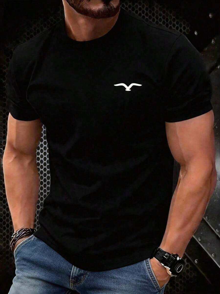 Summer Men's Crew Neck T-Shirts Gym Leisure Vacation High Quality Men's Shirts Fashion Prints Y2K Men's Clothing Festival Sweatshirt Men's Sets Gifts For - 黑色 - 查看 1