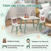 Children's Table With 2 Chairs, Children's Seating Set With 1 Table & 2 Chairs, Cute Animal Motif, Children's Set For Children 3-8 Years, Green - Green - View 6