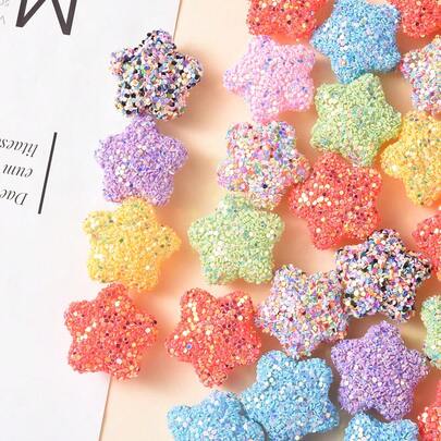 5 hạt sequin acrylic hình ngôi sao nhiều màu sắc, có thể dùng để tự tay làm vòng tay, vòng cổ, phụ kiện túi xách và các sản phẩm thủ công khác.