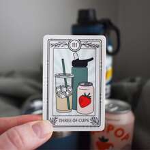 Hình dán lá bài Tarot Ba Cốc, hình dán yêu tinh đồ uống, hình dán chai nước, hình dán đồ uống, chai nước, hình dán nhắc nhở uống nước. - A - Xem 1