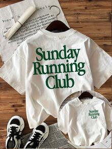[Double-Sided Printing] Pure Cotton Short-Sleeved T-Shirt With Round Neck And Sunday Racing Club Printed Design, Simple Style [Chu], Summer T-Shirt - White - View 7